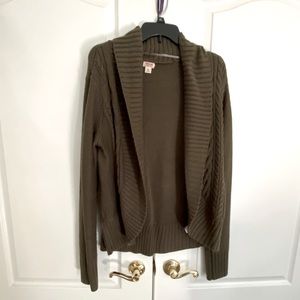 Olive Green Cable Knit Cardigan
